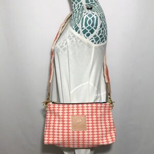 Erin Flett Jen Bag Checkered Pattern in Coral and Cream Colors & Crossbody Bag